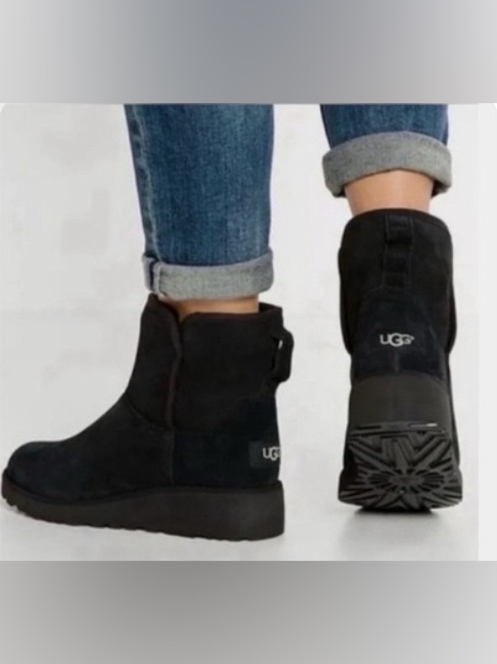 UGG Black Suede Kristin Wedge Boots Women’s Sz 6.5